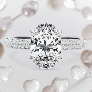 Diamond Ring 14k White Gold Lab Grown Oval 2.6 Carat IGI Certified Size 5 6 7 8 - Picture 1 of 10