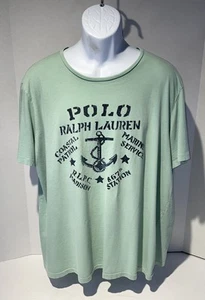 Polo Ralph Lauren Vintage T-Shirt Mens Sz 2XL 50 Chest Sgl Stitch Marine Service - Picture 1 of 17