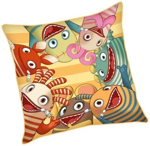 Sorgenfresser Satin-Kissenhülle 40/40 cm, 100% Baumwolle/cotton mit Biese/Tasche - Picture 1 of 2