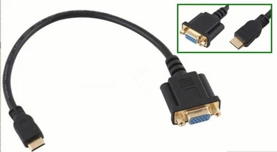 Mini HDMI Male To VGA Female Cable Connector HDTV Adapter Converter Cord 1080P - Image 1 of 3