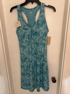 NWT Women’s Zeroxposur Tank Dress Blue Floral Shelf Bra Size M UPF 50+ Pockets - Picture 1 of 4
