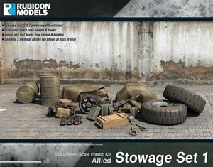 Rubicon Models Allied Stowage Set 1 1/56 28mm Allierte WWII Amis Terrain drums - Picture 1 of 6