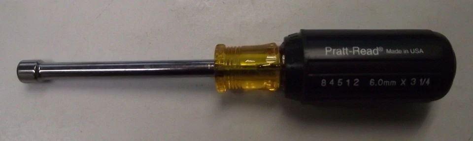 Pratt-Read 84512 6mm x 3-1/4" Hollow Shaft Cushion Grip Nutdriver USA - Image 1 of 1
