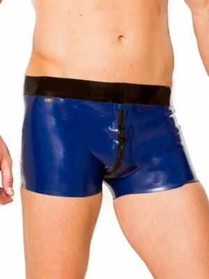 Latex Boxer Gummi Kurze Hose Navy Blau Cortch Reißverschluss Shorts 0.4mm S-XXL - Bild 1 von 4