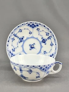 Rare Royal Copenhagen BLUE FLUTED HALF LACE 1 1/2” Flat Cup & Saucer Set 526/527 - Picture 1 of 16