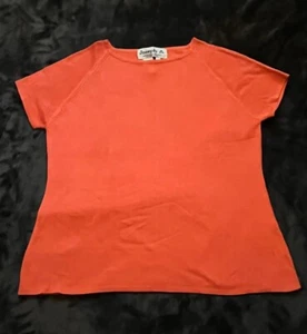 NEW Joseph A. Orange Silk Top Size L Short Sleeve - Picture 1 of 9