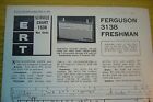 Vintage ERT Service Chart 1538 Ferguson 3138 Freshman Radio 1966 Good Cond.