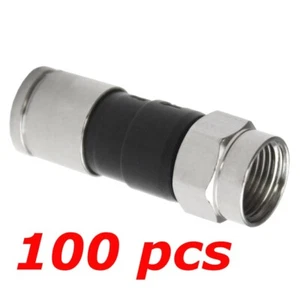 100 Pack Lot - F-Type Compression Connector Male Plug RG6 Quad Shield Coax Cable - Picture 1 of 1