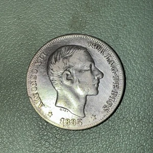 1885 PHilippines, 20 Centimos, SILVER, ALFONZO X11. Spanish Colony XF/au - Picture 1 of 4