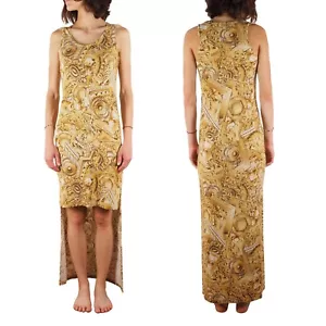Versace Jeans Women's Gold Baroque Midi Long Dress size IT38 US2 - Picture 1 of 9