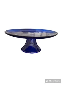 Vintage Anchor Hocking Cobalt Blue Cake Stand - Picture 1 of 4