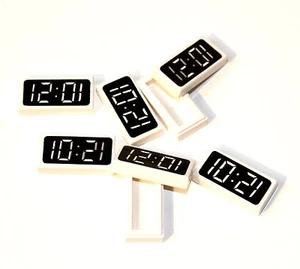 8x LEGO® Fliese/Kachel 1x2 mit Digital-Uhr Druck 3069bpb007 NEU Weiss - Bild 1 von 1
