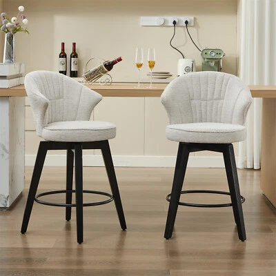 Set of 2 Swivel Bar Stools Upholstered Bar Chair Counter Height Dining Chair - Image 1 of 4