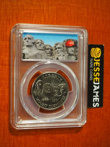 1991 D 50C MOUNT RUSHMORE HALF DOLLAR PCGS MS69 DONALD TRUMP MAGA LABEL Cover