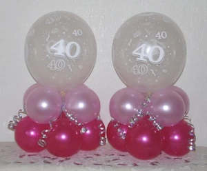 40th Birthday 2 / 6 / 12 Pack Table Balloon Decoration Display Kit - PINK - Picture 1 of 6