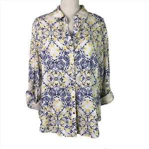Charter Club Womens 100% Linen Shirt Roll Tab Sleeve Size XL - Picture 1 of 8