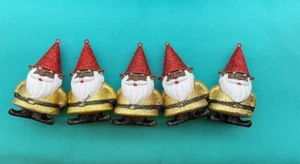 Juego de 5 Adornos Navideños Brillo Gnomo Afroamericano Negro - Imagen 1 de 2