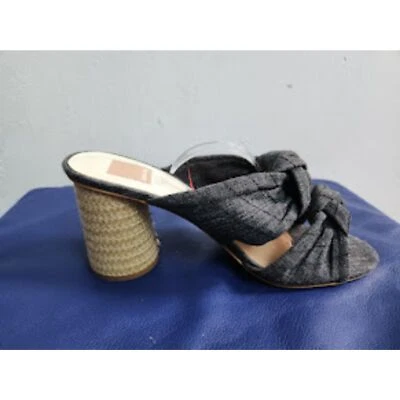 Dolce Vita "Jene" Gris Doble Correa Anudada 3" Pulgadas Canavas Zapatos Tacón Bloque 8.5 Foto 1 de 4