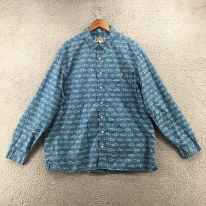 Duluth Trading Button Down Long Sleeve Shirt Mens Tall XL Blue Cotton Relax Fit - Picture 1 of 17