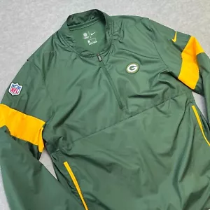 Green Bay Packers Windbreaker Mens Large Nike On Field 1/4 Zip Shirt Jacket Vent - Picture 1 of 11