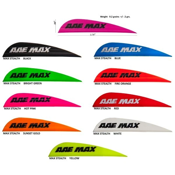 100 AAE Max Stealth 2.7" MIXED COLOR Vanes blue hot pink red orange black white - Image 1 of 1
