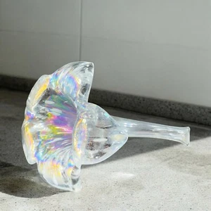 Vintage Silvestri klar irisierendes Glas Blume mit Stiel Figur Dekor Glas - Bild 1 von 13