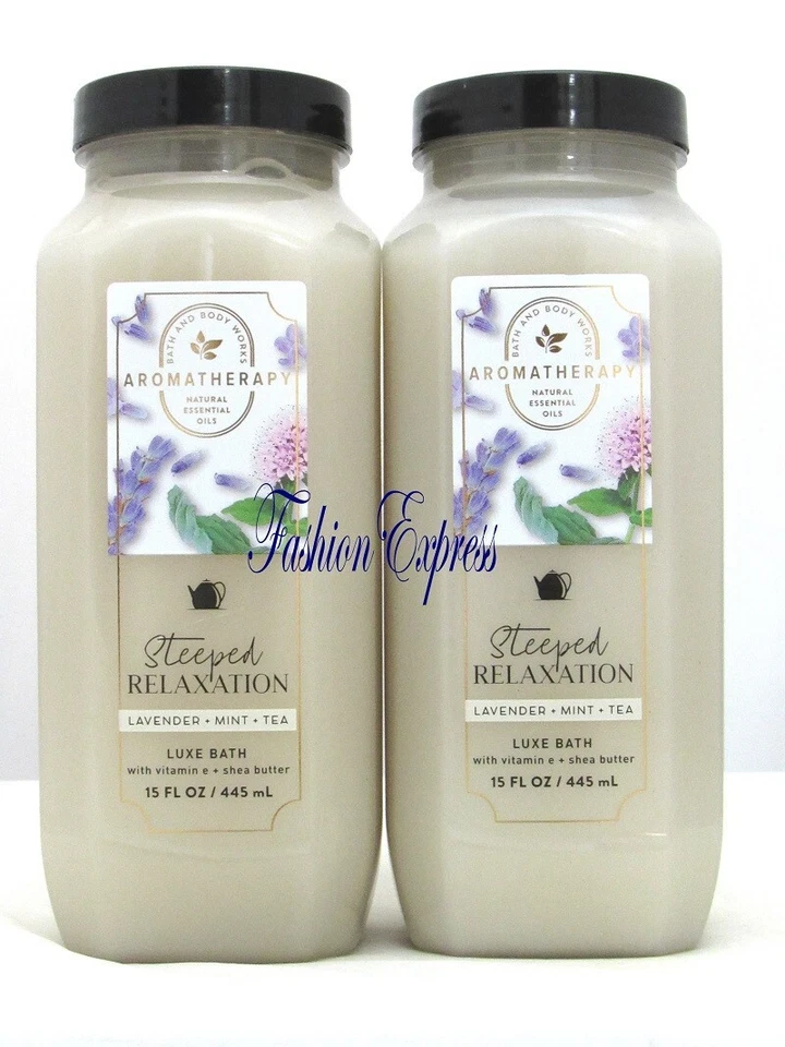 BATH & BODY WORKS RELAJACIÓN EMPINADA LAVANDA TÉ MENTA BAÑO DE LUJO 15 OZ *LOTE DE 2 Foto 1 de 1