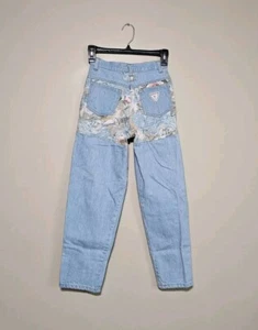 Vintage Palmetto's Girls Size 10 Jeans Denim Light Wash Floral USA 100% Cotton - Picture 1 of 9
