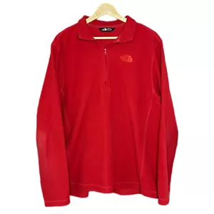 The North Face Lightweight Fleece Jacket Red Mens Large Quarter Zip - Picture 1 of 8