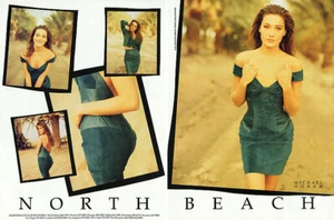 1990 North Beach Leather Carla Bruni fashion 2-page MAGAZINE AD - Picture 1 of 1