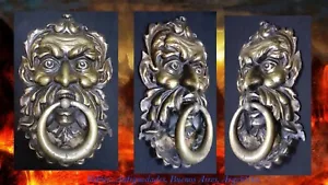 Impresionante antiguo francés DEVIL SATAN bronce 1 puerta aldaba 28 cm x 18 cm - Imagen 1 de 6