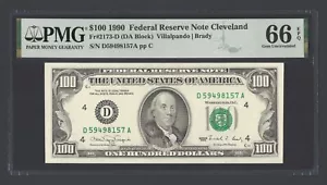 United States-Federal Reserve 100 Dollars 1990 Fr#2173-D (DA Block) UNC Grade 66 - Picture 1 of 2