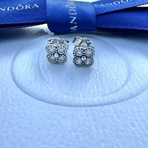 Authentic Pandora Clear CZ Oriental Blossom Flower Stud Earrings #290647CZ - Picture 1 of 4