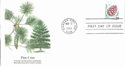 FLEETWOOD - PINE CONE NOV 5 1993 KANSAS CITY MO FIRST DAY COVER (FDC) BX8 - Image 1 of 2