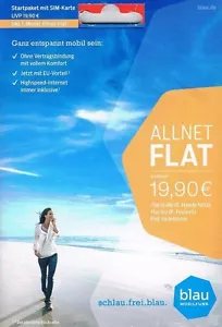 Blau.de Allnet Flat - Startpaket Sim Karte mit 2000MB 2GB Freivolumen NEU OVP - Bild 1 von 1