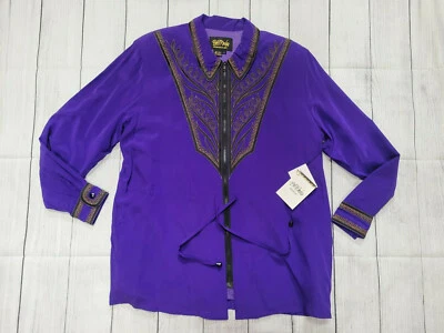 Nueva chaqueta grande arte usable de seda bordada púrpura Bob Mackey de colección Deadstock Foto 1 de 4