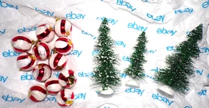 13 Lot, 10 Giftco Ornamente 2" Glas weiß & rot 3 Frostbäume SR - Bild 1 von 4