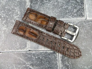 22mm Giant ALLIGATOR HORNBACK Strap Leather Brown Watch Band for Montblanc - Picture 1 of 6