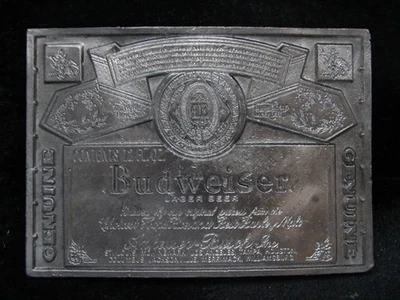 ND09125 VINTAGE AÑOS 70 **CERVEZA BUDWEISER LAGER GENUINA** HEBILLA DE CINTURÓN Foto 1 de 2