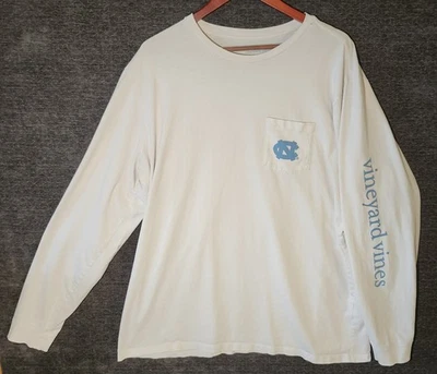 XL UNC Tar Heels Vinyard Vines Long Sleeve T Shirt White Cotton - Image 1 of 4