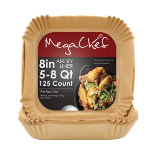 MegaChef 125 Piece 8 Inch 5-8 Quart Square Air Fry Parchment Paper Liners - Picture 1 of 1