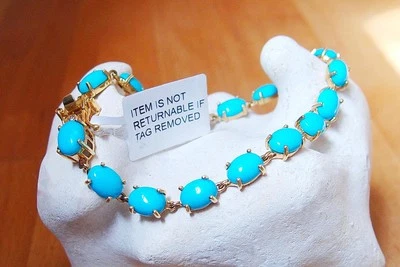Arizona Sleeping Beauty Turquoise Tennis Bracelet 18K Gold over Sterling Silver - Image 1 of 4