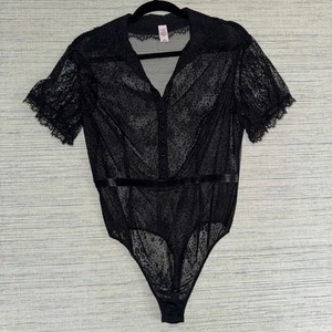 Victoria Secret sheet layer Lace Black Bodysuit Cotton Large festival concert - Picture 1 of 3