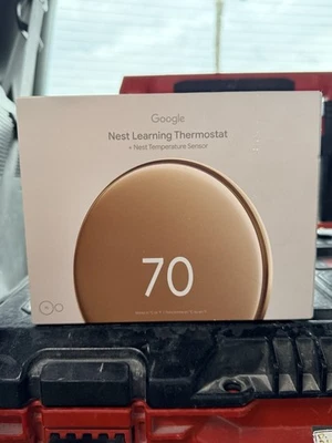 Google Nest thermostat 4th generation Champagne Color And temp sensor - Image 1 of 2