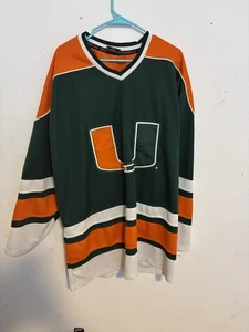 University of Miami UM Hurricanes Hockey Colosseum Green Jersey Size 3XB - Picture 1 of 5