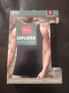 NWT Hanes Premium Explorer 2 Pack Tanks Men's Size Small 34-36", 1 Green 1 Black - Picture 1 of 3