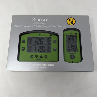 ThermoWorks Smoke Wireless Remote BBQ Alarm Thermometer TX-1300-GR 300 Ft - Image 1 of 3