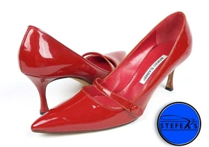 MANOLO BLAHNIK - US Size 9 - Shiny Red Pointed Campari Pumps - E81825A - Picture 1 of 14