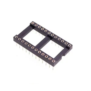 10PCS IC Sockets DIP-24 Machined Round Contact Pins Holes 2.54mm DIP24 wide body - Picture 1 of 3