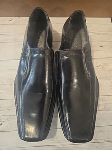 Zapatos mocasines de vestir sin cordones de cuero negro ALDO para hombre con punta cuadrada de 14  - Imagen 1 de 19